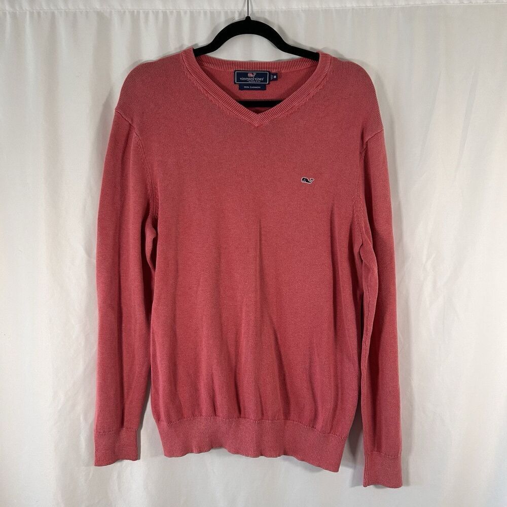 Vineyard Vines Cashmere Blend Sweater Men's Medium Pink Knit Vneck Cotton